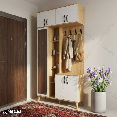 جالباسی + جاکفشی نیمکت دار دکوکاران مدل JL136