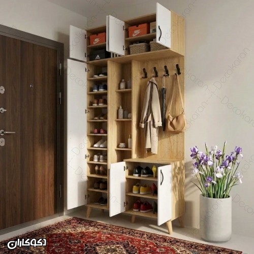 جالباسی + جاکفشی نیمکت دار دکوکاران مدل JL136