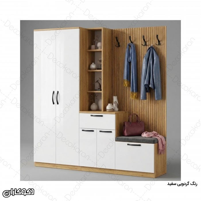 جاکفشی و جالباسی مدل JL119 با کمد، نشیمن و جاکفشی