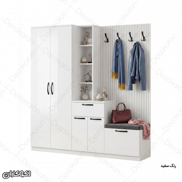 جاکفشی و جالباسی مدل JL119 با کمد، نشیمن و جاکفشی