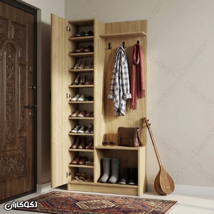 جاکفشی و جالباسی مدل JL122 آینه‌دار و کم‌جا
