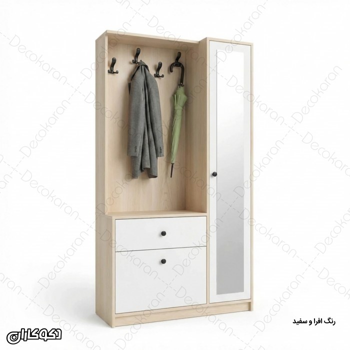 جاکفشی و جالباسی مدل JL124 آینه‌دار و کم‌جا