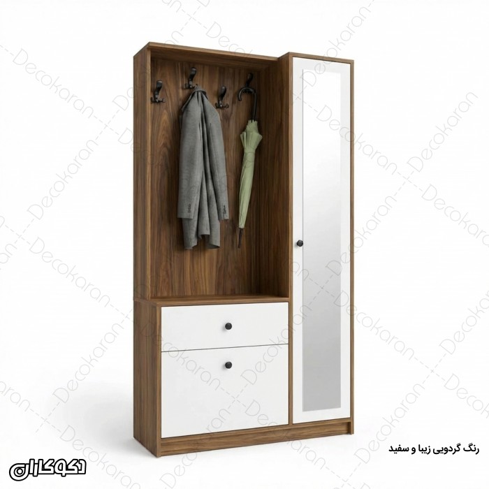 جاکفشی و جالباسی مدل JL124 آینه‌دار و کم‌جا