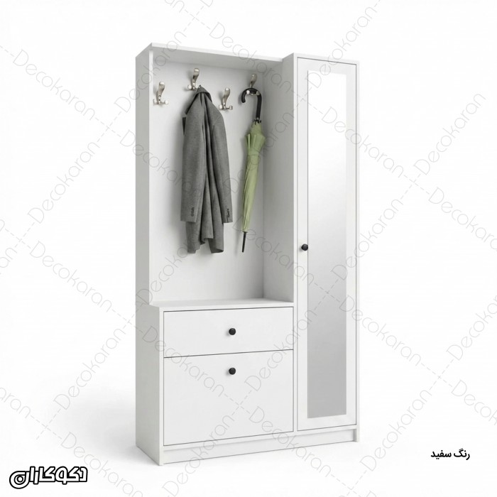 جاکفشی و جالباسی مدل JL124 آینه‌دار و کم‌جا
