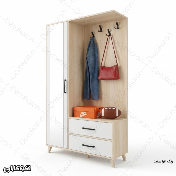 جاکفشی و جالباسی مدل JL125 آینه‌دار با کشو و کمد