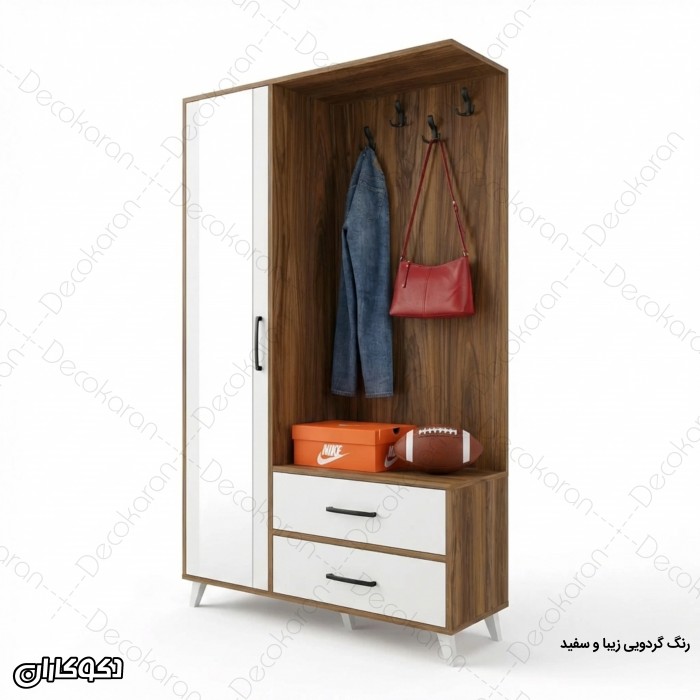 جاکفشی و جالباسی مدل JL125 آینه‌دار با کشو و کمد