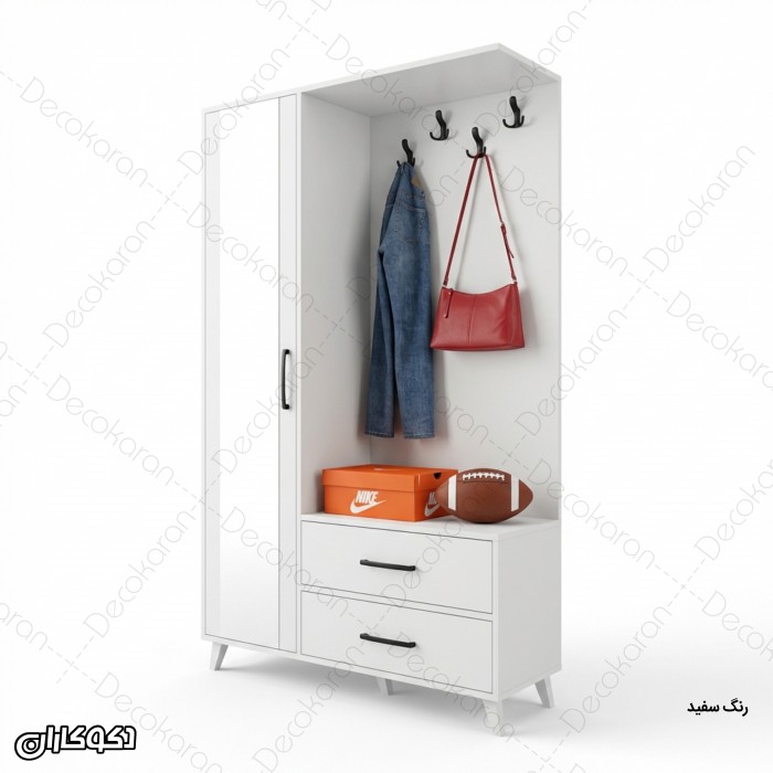 جاکفشی و جالباسی مدل JL125 آینه‌دار با کشو و کمد