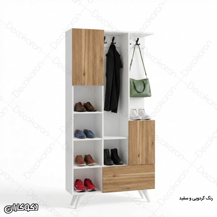 جاکفشی و جالباسی مدل JL126 کم‌جا با قفسه و کمد