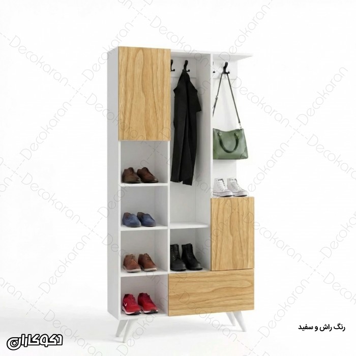 جاکفشی و جالباسی مدل JL126 کم‌جا با قفسه و کمد