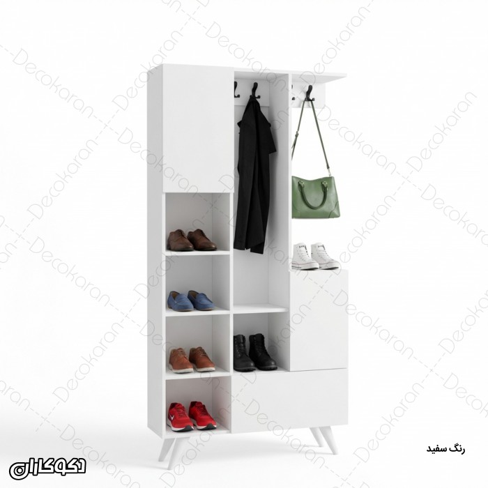 جاکفشی و جالباسی مدل JL126 کم‌جا با قفسه و کمد