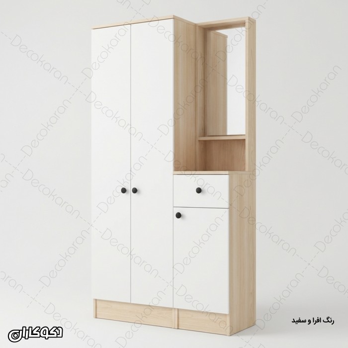جاکفشی و جالباسی مدل JL127 کمددار با آینه و کشو