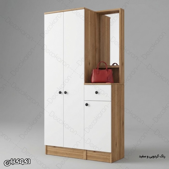 جاکفشی و جالباسی مدل JL127 کمددار با آینه و کشو