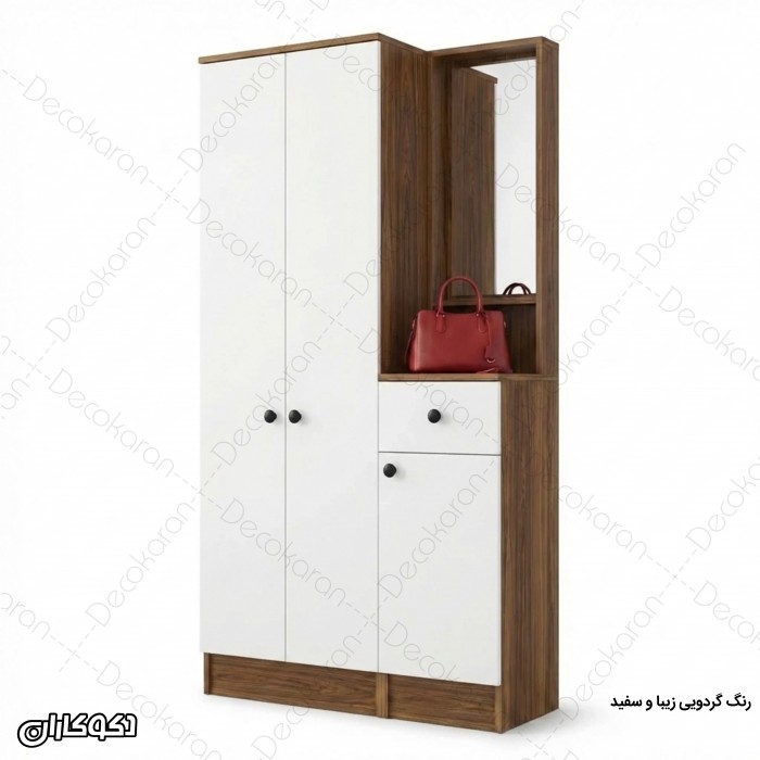 جاکفشی و جالباسی مدل JL127 کمددار با آینه و کشو