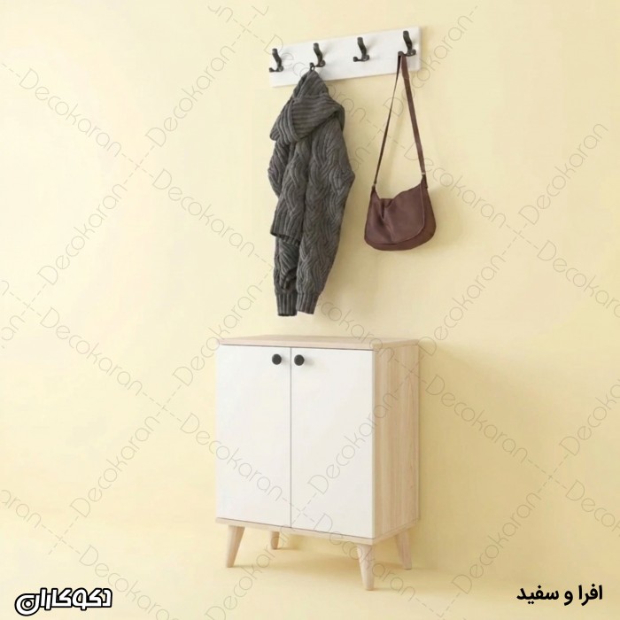 جاکفشی و جالباسی مدل JL131 کم‌جا با قلاب دیواری