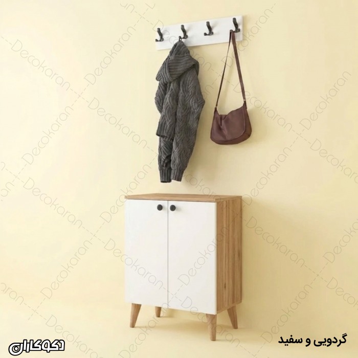 جاکفشی و جالباسی مدل JL131 کم‌جا با قلاب دیواری