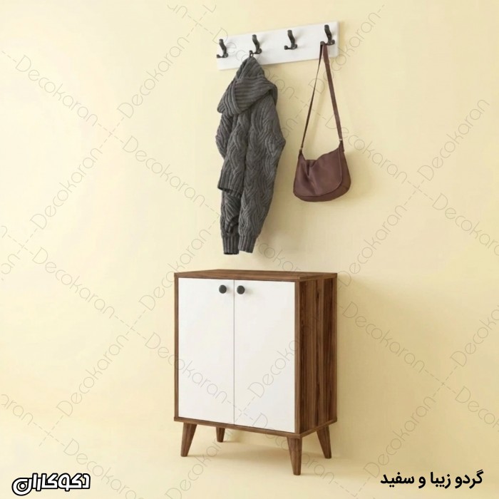 جاکفشی و جالباسی مدل JL131 کم‌جا با قلاب دیواری