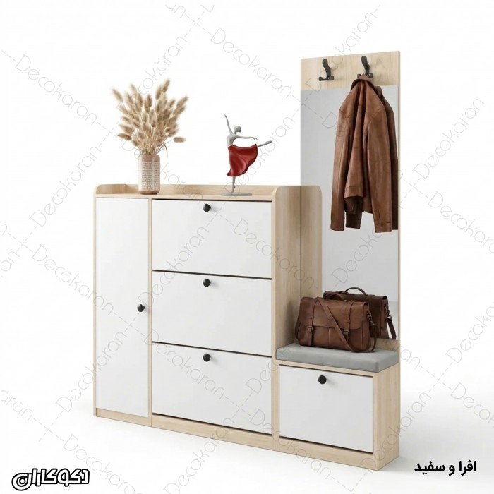 جاکفشی و جالباسی مدل JL134 با نشیمن و درب داشبوردی