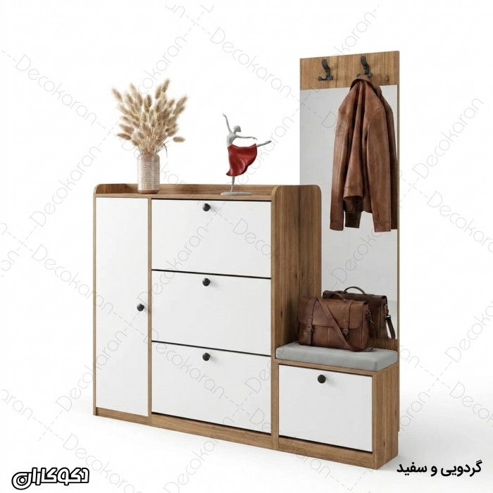 جاکفشی و جالباسی مدل JL134 با نشیمن و درب داشبوردی