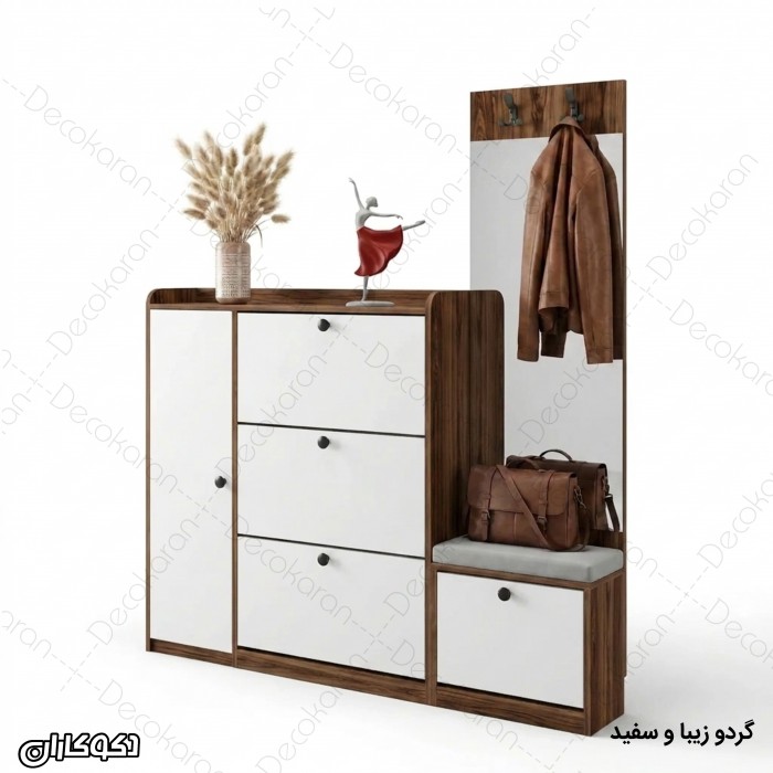 جاکفشی و جالباسی مدل JL134 با نشیمن و درب داشبوردی