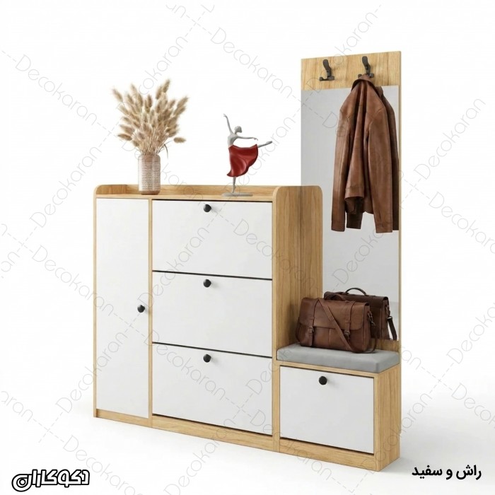 جاکفشی و جالباسی مدل JL134 با نشیمن و درب داشبوردی