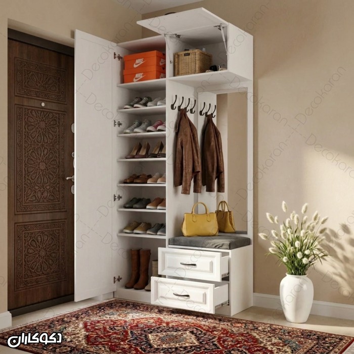 جاکفشی و جالباسی نیمکت دار مدل JL138