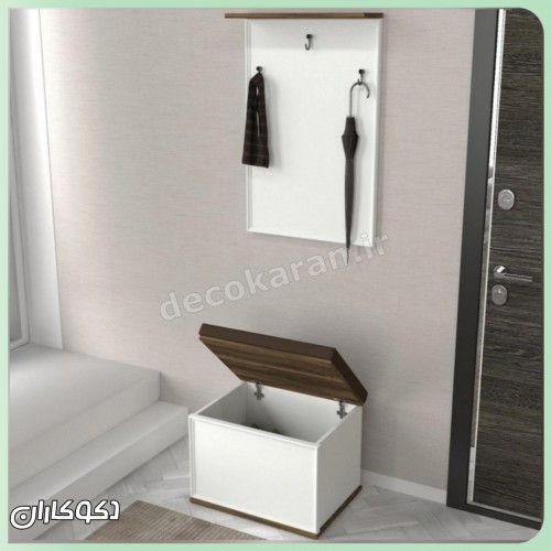 جالباسی + جاکفشی نیمکت دار دکوکاران مدل JL136