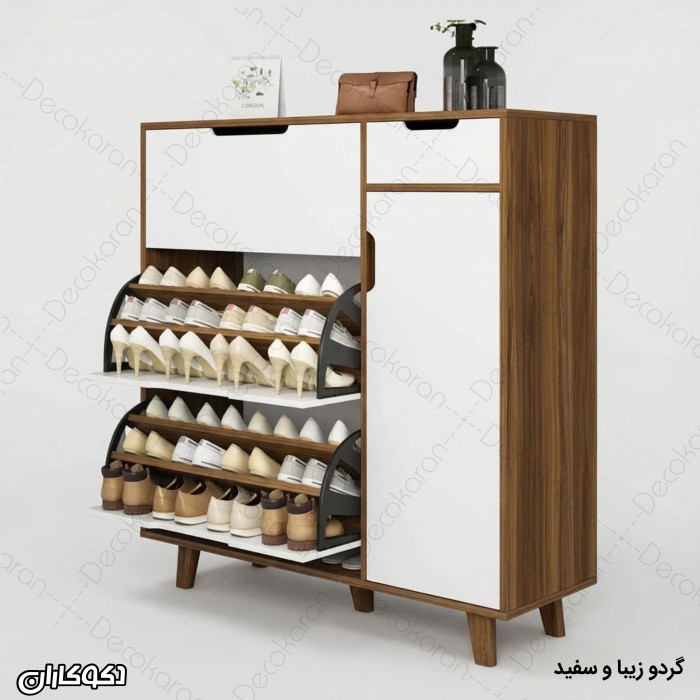 جاکفشی داشبوردی سه تکه مدل JKD100 | عرض ۱۲۰ (ترکیب کمد بوت و واکس)