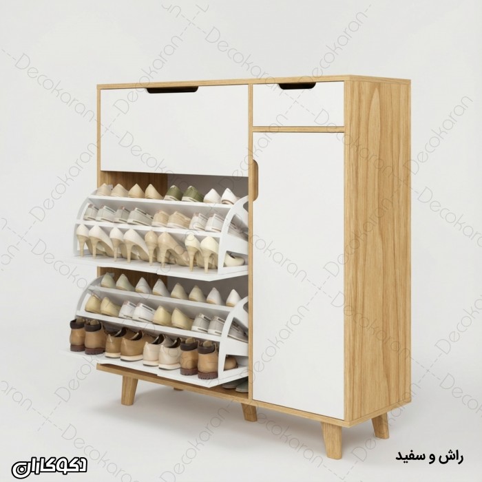 جاکفشی داشبوردی سه تکه مدل JKD100 | عرض ۱۲۰ (ترکیب کمد بوت و واکس)