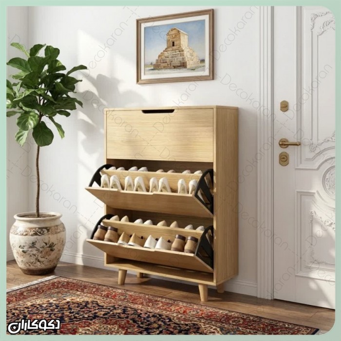 جاکفشی داشبوردی ۳ طبقه کشودار دکوکاران مدل JKD101 (کم‌جا)