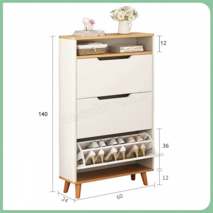 جاکفشی داشبوردی ۳ درب با شلف دکوری مدل JKD104