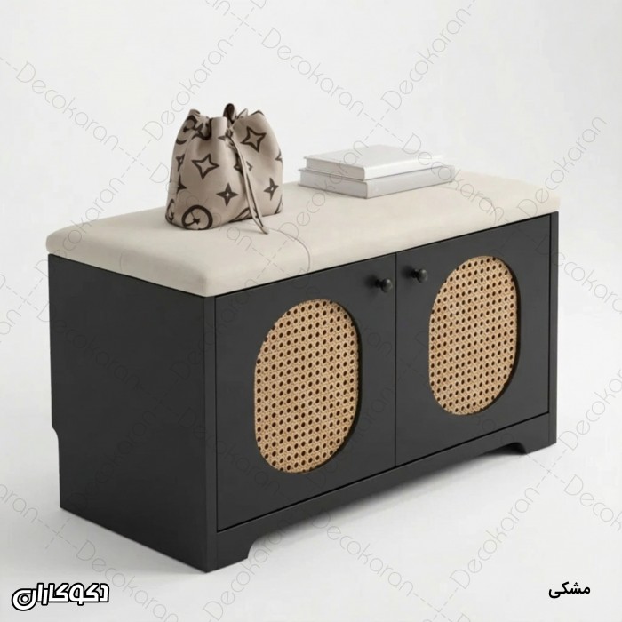 خرید جاکفشی نشیمن‌دار حصیری دکوکاران | انتخاب مدرن و کاربردی برای ورودی منزل