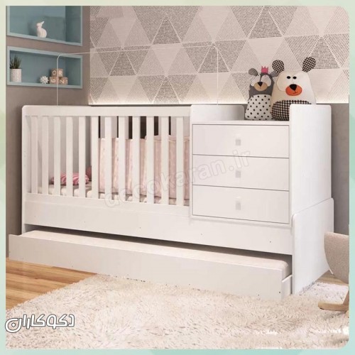 تخت نوزاد پلاس بهمراه تخت مهمان دکوکاران مدل tn103