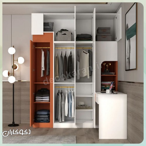 کمد لباس + میز تحریر پلاس دکوکاران مدل KL144