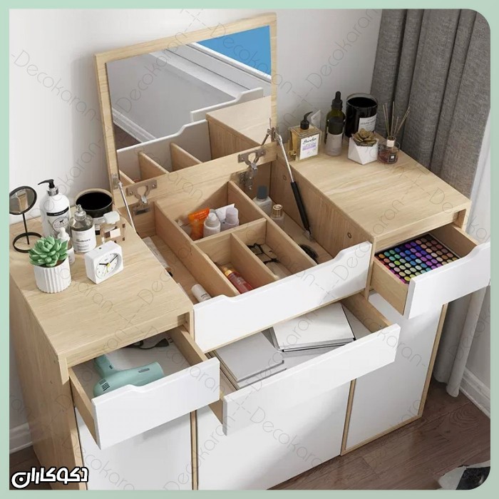 میز آرایش مدل MZ124 دکوکاران | میز آرایش MDF ضد خش و ضد لک با طراحی مدرن و آپشن‌های سفارشی