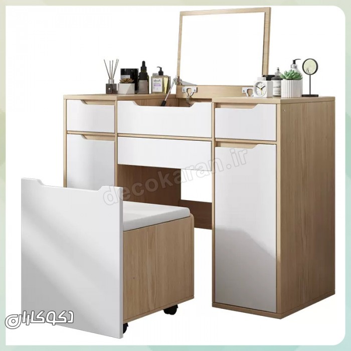 میز آرایش مدل MZ124 دکوکاران | میز آرایش MDF ضد خش و ضد لک با طراحی مدرن و آپشن‌های سفارشی