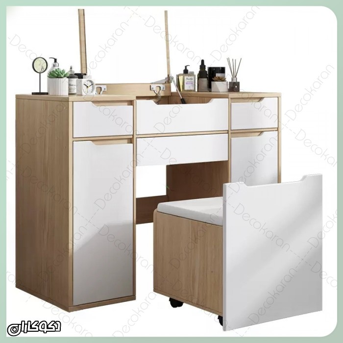 میز آرایش مدل MZ124 دکوکاران | میز آرایش MDF ضد خش و ضد لک با طراحی مدرن و آپشن‌های سفارشی