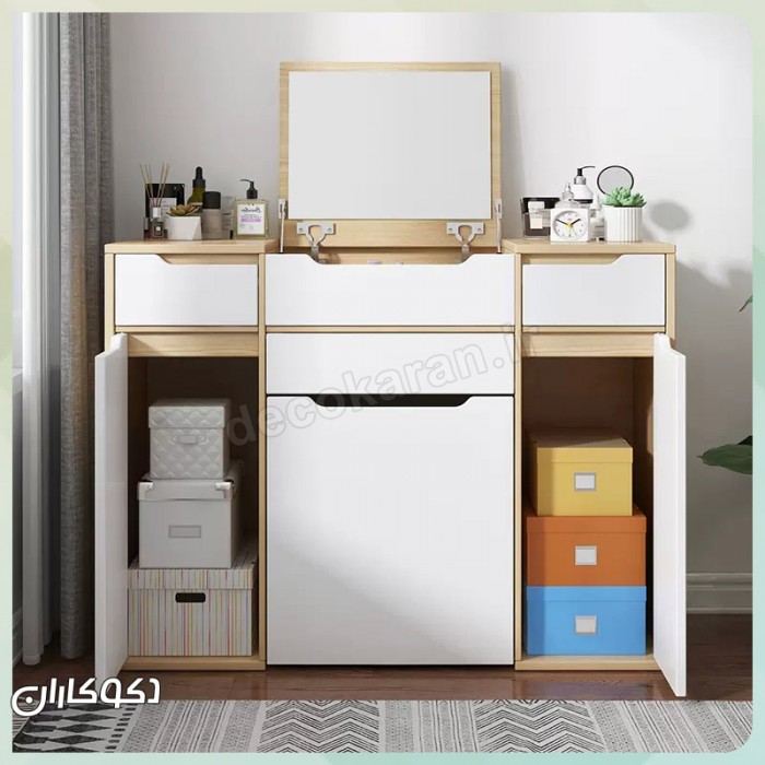 میز آرایش مدل MZ124 دکوکاران | میز آرایش MDF ضد خش و ضد لک با طراحی مدرن و آپشن‌های سفارشی