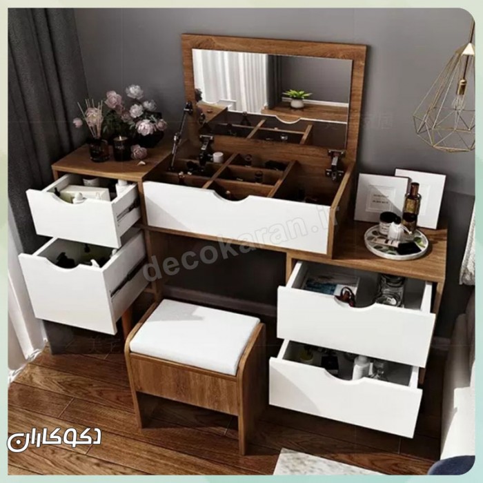 میز آرایش مدل MZ129 دکوکاران | میز آرایش MDF ضد خش و ضد لک با طراحی مدرن