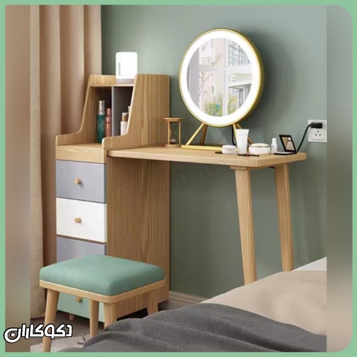 میز آرایش متحرک مدل mz145 دکوکاران با بدنه MDF ضد خش و قابل سفارشی‌سازی
