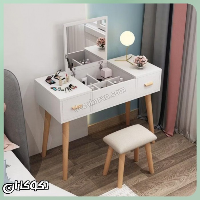 میز آرایش تاشو مدل MZ100 دکوکاران: طراحی شیک و مدرن برای فضاهای کوچک