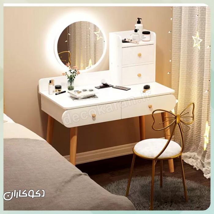 میز آرایش دکوکاران مدل MZ110 - MDF ضد خش با کشوهای ریلی