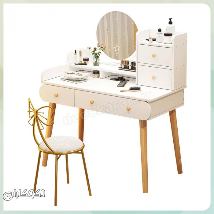 میز آرایش دکوکاران مدل MZ110 - MDF ضد خش با کشوهای ریلی
