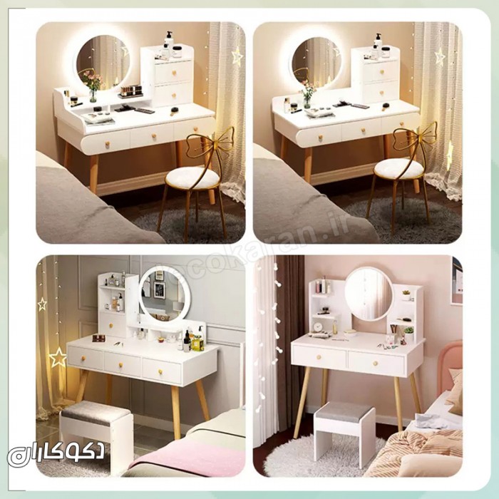 میز آرایش دکوکاران مدل MZ110 - MDF ضد خش با کشوهای ریلی