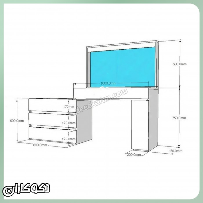 میز آرایش متحرک مدل MZ101 دکوکاران: زیبایی و کارایی در یک قاب