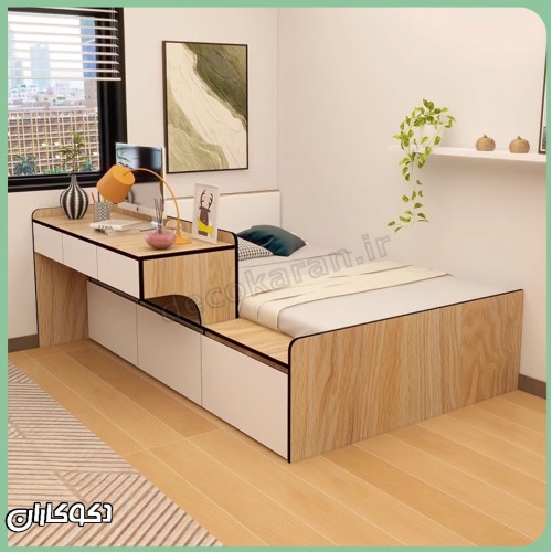تخت خواب + میز تحریر دکوکاران مدل T143