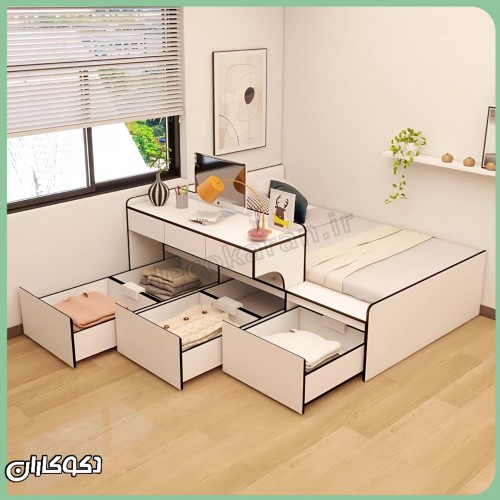 تخت خواب + میز تحریر دکوکاران مدل T143
