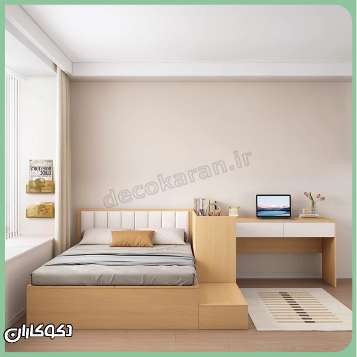 تخت خواب + میز تحریر دکوکاران مدل T144