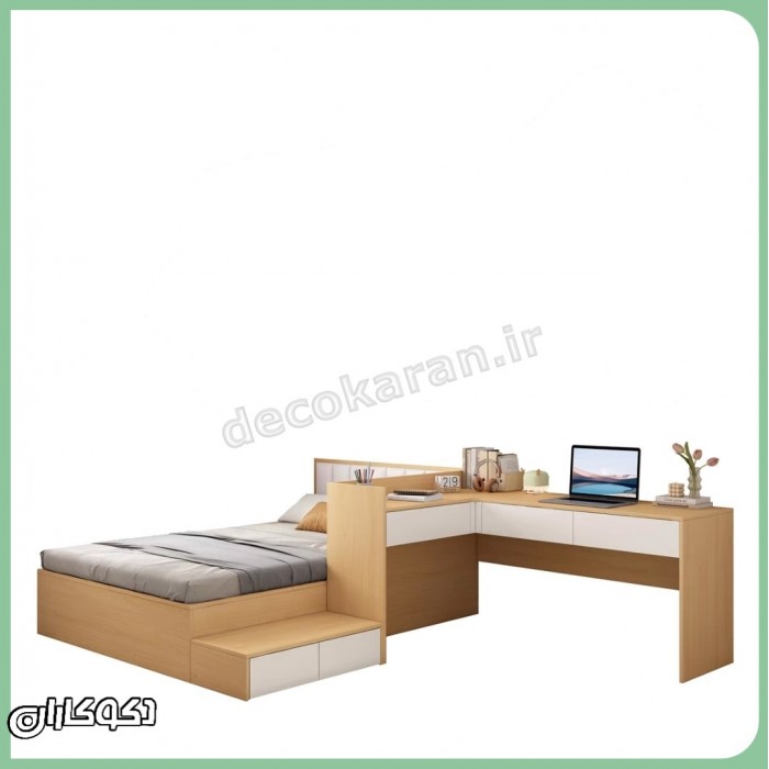 تخت خواب + میز تحریر دکوکاران مدل T144