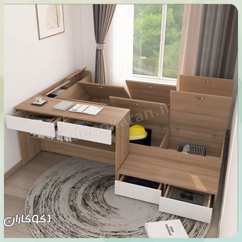 تخت خواب + میز تحریر دکوکاران مدل T117