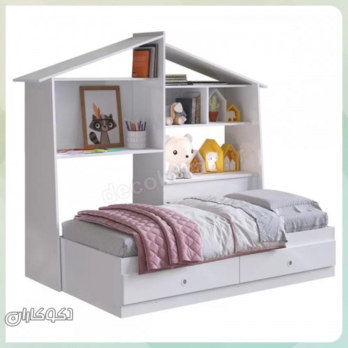 تختخواب + کتابخانه کلبه ای دکوکاران مدل CT100